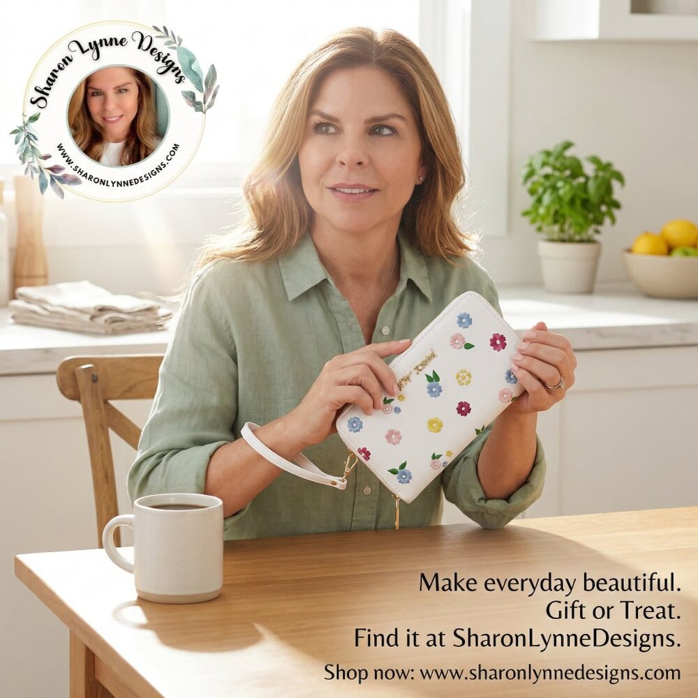 🌸✨ Betsey Johnson White Floral Embroidered Zip Around Wallet